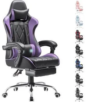 Homall Gaming Chair, Computer Chair with Footrest and Massage Lumbar Support, Ergonomic High Back Video Game Chair with Swivel Seat and Headrest (Purple) Homall Gaming Chair, Computer Chair with Footrest and Massage Lumbar Support, Ergonomic High Back Video Game Chair with Swivel Seat and Headrest (Purple)