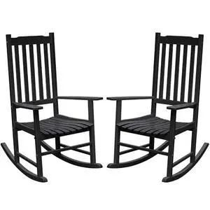 Flamaker Acacia Wood Patio Rocking Chair Set of 2, High Back and Widen Armrest for Adults, Solid Wood Porch Rocking Chair for Lawn, Garden, Backyard (Black) Flamaker Acacia Wood Patio Rocking Chair Set of 2, High Back and Widen Armrest for Adults, Solid Wood Porch Rocking Chair for Lawn, Garden, Backyard (Black)