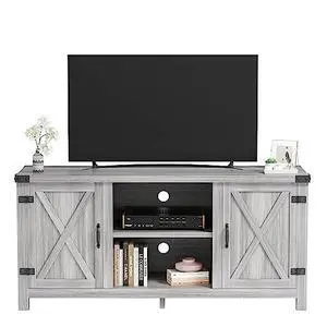 JUMMICO TV Stand, 65 Inch TV Farmhouse Entertainment Center with Double Barn Doors and Storage Cabinets, Console TV Table Media for Living Room, Bedroom (Grey) JUMMICO TV Stand, 65 Inch TV Farmhouse Entertainment Center with Double Barn Doors and Storage Cabinets, Console TV Table Media for Living Room, Bedroom (Grey)