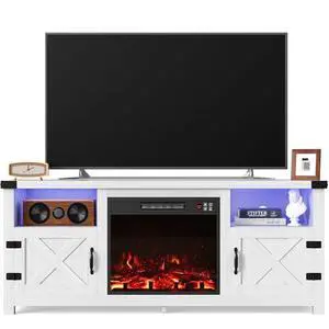 Furmax LED Entertainment Center with Fireplace, Fireplace TV Stand with Storage Cabinets and 2 Open Shelves, Modern Media TV Console for Living Room (White) Furmax LED Entertainment Center with Fireplace, Fireplace TV Stand with Storage Cabinets and 2 Open Shelves, Modern Media TV Console for Living Room (White)