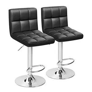 Furmax Bar Stools Modern Pu Leather Swivel Adjustable Hydraulic Bar Stool Square Counter Height Stool Set of 2 (Black) Furmax Bar Stools Modern Pu Leather Swivel Adjustable Hydraulic Bar Stool Square Counter Height Stool Set of 2 (Black)