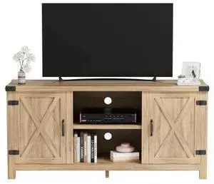 JUMMICO TV Stand, 65 Inch TV Farmhouse Entertainment Center with Double Barn Doors and Storage Cabinets, Console TV Table Media for Living Room, Bedroom (Pale Yellow) JUMMICO TV Stand, 65 Inch TV Farmhouse Entertainment Center with Double Barn Doors and Storage Cabinets, Console TV Table Media for Living Room, Bedroom (Pale Yellow)
