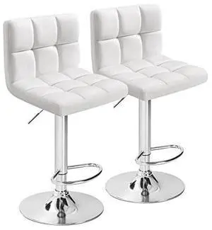 Furmax Bar Stools Modern Pu Leather Swivel Adjustable Hydraulic Bar Stool Square Counter Height Stool Set of 2 (White) Furmax Bar Stools Modern Pu Leather Swivel Adjustable Hydraulic Bar Stool Square Counter Height Stool Set of 2 (White)