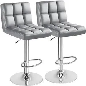 Furmax Bar Stools Modern Pu Leather Swivel Adjustable Hydraulic Bar Stool Square Counter Height Stool Set of 2 (Light Gray) Furmax Bar Stools Modern Pu Leather Swivel Adjustable Hydraulic Bar Stool Square Counter Height Stool Set of 2 (Light Gray)