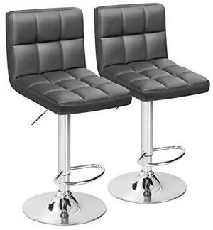 Furmax Bar Stools Modern Pu Leather Swivel Adjustable Hydraulic Bar Stool Square Counter Height Stool Set of 2 (Gray) Furmax Bar Stools Modern Pu Leather Swivel Adjustable Hydraulic Bar Stool Square Counter Height Stool Set of 2 (Gray)