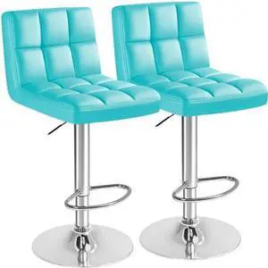 Furmax Bar Stools Modern Pu Leather Swivel Adjustable Hydraulic Bar Stool Square Counter Height Stool Set of 2 (Blue) Furmax Bar Stools Modern Pu Leather Swivel Adjustable Hydraulic Bar Stool Square Counter Height Stool Set of 2 (Blue)