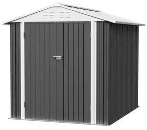 JUMMICO Metal Outdoor Storage Shed 6 x 8 FT Metal Shed with Lockable Door,Waterproof Garden Tool Shed Storage House for Backyard Patio Lawn,Grey JUMMICO Metal Outdoor Storage Shed 6 x 8 FT Metal Shed with Lockable Door,Waterproof Garden Tool Shed Storage House for Backyard Patio Lawn,Grey