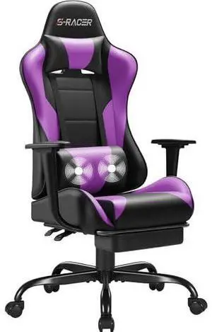Homall Gaming Chairs, Computer Chair with Footrest and Massage Lumbar Support, Height Adjustable Game Chair with Headrest and Swivel Seat (Purple) Homall Gaming Chairs, Computer Chair with Footrest and Massage Lumbar Support, Height Adjustable Game Chair with Headrest and Swivel Seat (Purple)