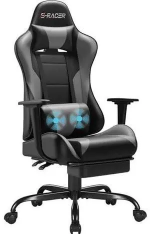 Homall Gaming Chairs, Computer Chair with Footrest and Massage Lumbar Support, Height Adjustable Game Chair with Headrest and Swivel Seat (Light Grey) Homall Gaming Chairs, Computer Chair with Footrest and Massage Lumbar Support, Height Adjustable Game Chair with Headrest and Swivel Seat (Light Grey)