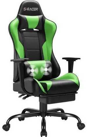 Homall Gaming Chairs, Computer Chair with Footrest and Massage Lumbar Support, Height Adjustable Game Chair with Headrest and Swivel Seat (Light Green) Homall Gaming Chairs, Computer Chair with Footrest and Massage Lumbar Support, Height Adjustable Game Chair with Headrest and Swivel Seat (Light Green)