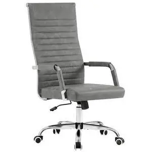 Furmax Ribbed Office Chair High Back PU Leather Executive Conference Chair Adjustable Swivel Chair with Arms (Bicolor Vintage Grey) Furmax Ribbed Office Chair High Back PU Leather Executive Conference Chair Adjustable Swivel Chair with Arms (Bicolor Vintage Grey)