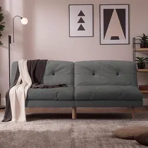 Flamaker Convertible Futon Sofa Bed Futon Couch with Adjustable Back Upholstered Sleeper Sofa Bed for Living Room Furniture (Fabric,Grey) Flamaker Convertible Futon Sofa Bed Futon Couch with Adjustable Back Upholstered Sleeper Sofa Bed for Living Room Furniture (Fabric,Grey)