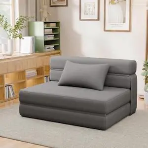 JUMMICO Folding Sofa Bed with Pillow, Convertible Sleeper Chair Foldable Mattress, Fold Out Chair Bed Floor Couch for Living Room Bedroom Guest Room (Fabric, Dark Gray) JUMMICO Folding Sofa Bed with Pillow, Convertible Sleeper Chair Foldable Mattress, Fold Out Chair Bed Floor Couch for Living Room Bedroom Guest Room (Fabric, Dark Gray)