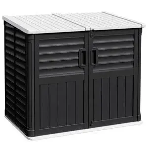 Devoko Outdoor Storage Shed, 34 Cu Ft Outdoor Storage Cabinet Without Shelf, Waterproof, Double Locks, Resin Storage for Trash Can, Garden Tools, Pool Supplies, Black Devoko Outdoor Storage Shed, 34 Cu Ft Outdoor Storage Cabinet Without Shelf, Waterproof, Double Locks, Resin Storage for Trash Can, Garden Tools, Pool Supplies, Black