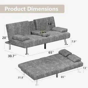Flamaker Futon Sofa Bed Modern Folding Futon Set Convertible Recliner Lounge for Living Room with 2 Cup Holders, Removable Armrests (Corduroy, Marble Grey) Flamaker Futon Sofa Bed Modern Folding Futon Set Convertible Recliner Lounge for Living Room with 2 Cup Holders, Removable Armrests (Corduroy, Marble Grey)