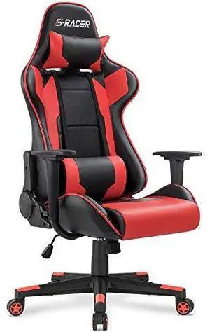 Homall Gaming Chair, Office Chair High Back Computer Chair Leather Desk Chair Racing Executive Ergonomic Adjustable Swivel Task Chair with Headrest and Lumbar Support (Red) Homall Gaming Chair, Office Chair High Back Computer Chair Leather Desk Chair Racing Executive Ergonomic Adjustable Swivel Task Chair with Headrest and Lumbar Support (Red)