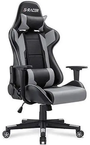 Homall Gaming Chair, Office Chair High Back Computer Chair Leather Desk Chair Racing Executive Ergonomic Adjustable Swivel Task Chair with Headrest and Lumbar Support (Grey) Homall Gaming Chair, Office Chair High Back Computer Chair Leather Desk Chair Racing Executive Ergonomic Adjustable Swivel Task Chair with Headrest and Lumbar Support (Grey)