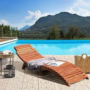 Devoko Patio Chaise Pool Lounge Outdoor Folding Wooden Lounge Chair for Outside Waterproof Lounge Chair (1Piece) Devoko Patio Chaise Pool Lounge Outdoor Folding Wooden Lounge Chair for Outside Waterproof Lounge Chair (1Piece)