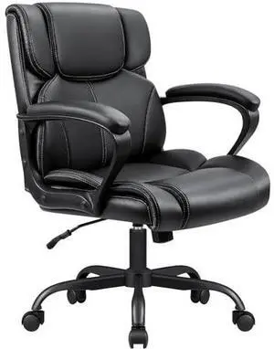 Furmax Mid Back Executive Office Chair Swivel Computer Task Chair with Armrests,Ergonomic Leather-Padded Desk Chair with Lumbar Support Furmax Mid Back Executive Office Chair Swivel Computer Task Chair with Armrests,Ergonomic Leather-Padded Desk Chair with Lumbar Support