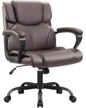 Furmax Mid Back Executive Office Chair Swivel Computer Task Chair with Armrests,Ergonomic Leather-Padded Desk Chair with Lumbar Support (Brown) Furmax Mid Back Executive Office Chair Swivel Computer Task Chair with Armrests,Ergonomic Leather-Padded Desk Chair with Lumbar Support (Brown)