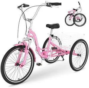Slsy Adult Folding Tricycles, 7 Speed Folding Adult Trikes, 20 24 26 Inch 3 Wheel Bikes with Low Step-Through, Foldable Tricycle for Adults, Women, Men, Seniors Slsy Adult Folding Tricycles, 7 Speed Folding Adult Trikes, 20 24 26 Inch 3 Wheel Bikes with Low Step-Through, Foldable Tricycle for Adults, Women, Men, Seniors
