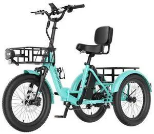 MOONCOOL Foldable Electric Tricycle for Adults, 20" Aluminum Etrike Fat Tire, Rated 500W 48V 15Ah Rear Differential, Front Suspension, 15.5MPH, 450LBS Payload, 95% Pre-Assembled MOONCOOL Foldable Electric Tricycle for Adults, 20" Aluminum Etrike Fat Tire, Rated 500W 48V 15Ah Rear Differential, Front Suspension, 15.5MPH, 450LBS Payload, 95% Pre-Assembled