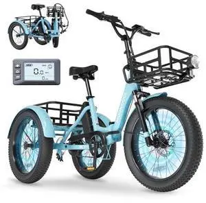 MOONCOOL Foldable Electric Tricycle for Adults, 20" Aluminum Etrike Fat Tire, Rated 500W 48V 15Ah Rear Differential, Front Suspension, 15.5MPH, 450LBS Payload, 95% Pre-Assembled MOONCOOL Foldable Electric Tricycle for Adults, 20" Aluminum Etrike Fat Tire, Rated 500W 48V 15Ah Rear Differential, Front Suspension, 15.5MPH, 450LBS Payload, 95% Pre-Assembled