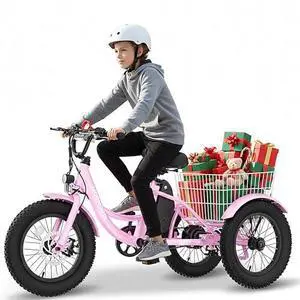 MOONCOOL Kids Electric Trike 16"×3" Fat Tire, Youth 3-Wheel 250W Aluminum eBike, Removable Battery & Basket, Up to 35-Mile Range (Blossom Pink) MOONCOOL Kids Electric Trike 16"×3" Fat Tire, Youth 3-Wheel 250W Aluminum eBike, Removable Battery & Basket, Up to 35-Mile Range (Blossom Pink)