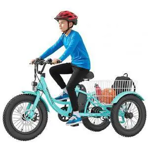 MOONCOOL Kids Electric Trike 16"×3" Fat Tire, Youth 3-Wheel 250W Aluminum eBike, Removable Battery & Basket, Up to 35-Mile Range (Seaside Blue) MOONCOOL Kids Electric Trike 16"×3" Fat Tire, Youth 3-Wheel 250W Aluminum eBike, Removable Battery & Basket, Up to 35-Mile Range (Seaside Blue)