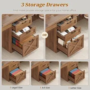 SEDETA Farmhouse 96.5" Computer Desk with Drawers, 2 Person Home Office Desk, Gaming Double Desk with Storage Shelves, Long Two Person Writing Desk, Brown SEDETA Farmhouse 96.5" Computer Desk with Drawers, 2 Person Home Office Desk, Gaming Double Desk with Storage Shelves, Long Two Person Writing Desk, Brown