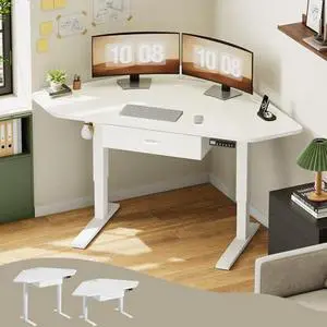 SEDETA Corner Standing Desk, 32'' Small Height Adjustable Electric Computer Desk with Drawer for Gaming, Small Space, Stand up Home Office Study Writing Desk, White SEDETA Corner Standing Desk, 32'' Small Height Adjustable Electric Computer Desk with Drawer for Gaming, Small Space, Stand up Home Office Study Writing Desk, White