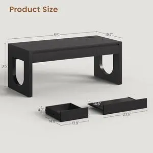 SEDETA 55" Executive Desk with 3 Drawers, Modern Office Desk with Drawers, Wood Computer Desk with Power Outlet, Home Office Desks with Relief Texture, Black SEDETA 55" Executive Desk with 3 Drawers, Modern Office Desk with Drawers, Wood Computer Desk with Power Outlet, Home Office Desks with Relief Texture, Black