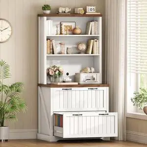 SEDETA 2 Drawer Filing Cabinet, Farmhouse File Cabinet for Home Office with Storage Shelves, Wood Tall Office Filing Cabinet fits Letter, Legal, A4 Size, Lateral File Cabinets with Bookshelf, White SEDETA 2 Drawer Filing Cabinet, Farmhouse File Cabinet for Home Office with Storage Shelves, Wood Tall Office Filing Cabinet fits Letter, Legal, A4 Size, Lateral File Cabinets with Bookshelf, White