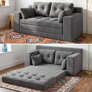 Homkdom Convertible Loveseat Sleeper, Space-Saving Folding Sofa Bed for Small Spaces, No Assembly Pull Out Couch with Pillows, Grey Homkdom Convertible Loveseat Sleeper, Space-Saving Folding Sofa Bed for Small Spaces, No Assembly Pull Out Couch with Pillows, Grey