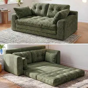 Homkdom Convertible Loveseat Sleeper, Space-Saving Folding Sofa Bed for Small Spaces, No Assembly Pull Out Couch with Pillows, Green Homkdom Convertible Loveseat Sleeper, Space-Saving Folding Sofa Bed for Small Spaces, No Assembly Pull Out Couch with Pillows, Green