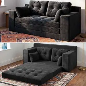 Homkdom Convertible Loveseat Sleeper, Space-Saving Folding Sofa Bed for Small Spaces, No Assembly Pull Out Couch with Pillows, Black Homkdom Convertible Loveseat Sleeper, Space-Saving Folding Sofa Bed for Small Spaces, No Assembly Pull Out Couch with Pillows, Black