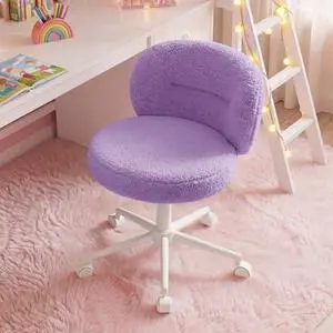 Homkdom Small Round Vanity Chair, Armless Home Office Desk Chairs with Back, Height Adjustable & 360° Swivel, Cute Comfy Vanity Computer Chair for Bedroom, Home Office, Purple Homkdom Small Round Vanity Chair, Armless Home Office Desk Chairs with Back, Height Adjustable & 360° Swivel, Cute Comfy Vanity Computer Chair for Bedroom, Home Office, Purple