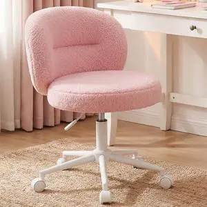 Homkdom Vanity Chair with Wheels, Pink Desk Chairs with Round Back, Height Adjustable & 360° Swivel, Cute Comfy Vanity Computer Chair for Bedroom, Home Office Homkdom Vanity Chair with Wheels, Pink Desk Chairs with Round Back, Height Adjustable & 360° Swivel, Cute Comfy Vanity Computer Chair for Bedroom, Home Office