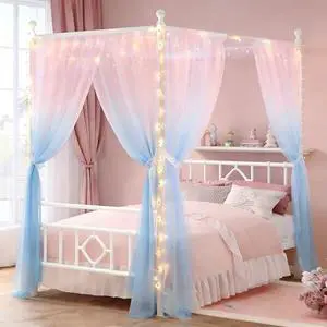 Homkdom Canopy Bed Frame with Storage Headboard, Twin Size Bed Frame with 4 Removable Posts, Sturdy Metal Platform with Under-Bed Storage, Dual Purpose Bed Frame, No Box Spring Needed, White Homkdom Canopy Bed Frame with Storage Headboard, Twin Size Bed Frame with 4 Removable Posts, Sturdy Metal Platform with Under-Bed Storage, Dual Purpose Bed Frame, No Box Spring Needed, White