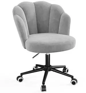 Homkdom Desk Chair with Wheels, Comfy Petal Vanity Chair with Back, Armless & 360° Swivel Home Office Desk Chair Hight Adjustable, Computer Task Chair for Bedroom, Study Room, Grey Homkdom Desk Chair with Wheels, Comfy Petal Vanity Chair with Back, Armless & 360° Swivel Home Office Desk Chair Hight Adjustable, Computer Task Chair for Bedroom, Study Room, Grey