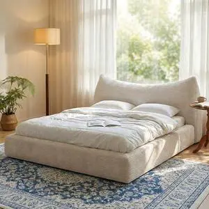 Homkdom Cloud Bed Frame with 9.4" Extra Thick Soft Headboard, Anti-Collision Round Corner Soft Queen Bed Frame for Modern Bedroom,Apartments,Bed Frame Queen Size with No Box Spring Needed,Beige Homkdom Cloud Bed Frame with 9.4" Extra Thick Soft Headboard, Anti-Collision Round Corner Soft Queen Bed Frame for Modern Bedroom,Apartments,Bed Frame Queen Size with No Box Spring Needed,Beige