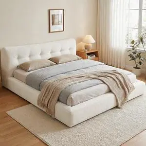 Homkdom Cloud Bed Frame,Upholstered Soft King Size Bed Frame with Button Design Headboard,Round Corner Design for Bedroom,Sturdy Support, No Box Spring Needed, Beige,Corduroy Homkdom Cloud Bed Frame,Upholstered Soft King Size Bed Frame with Button Design Headboard,Round Corner Design for Bedroom,Sturdy Support, No Box Spring Needed, Beige,Corduroy