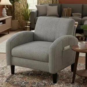 Homkdom Accent Chair,Comfy,Mid-Century,2 Side Pockets,Armchair,Upholstered Bedroom Chair for Apartment,Waiting Room,Grey Homkdom Accent Chair,Comfy,Mid-Century,2 Side Pockets,Armchair,Upholstered Bedroom Chair for Apartment,Waiting Room,Grey