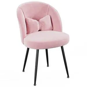 Homkdom Vanity Chair with Back & Pillow, Cute Cozy Desk Chair with No Wheels Comfy Makeup Chair for Bedroom, Living Room, Makeup Room, Small Space, Light Pink Homkdom Vanity Chair with Back & Pillow, Cute Cozy Desk Chair with No Wheels Comfy Makeup Chair for Bedroom, Living Room, Makeup Room, Small Space, Light Pink