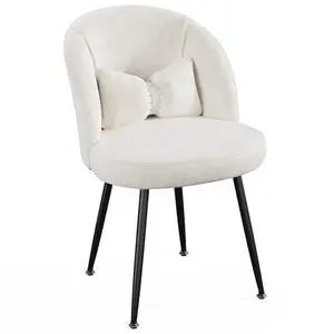 Homkdom Vanity Chair with Back & Pillow, Cute Desk Chair with Black Legs, Accent Chairs for Living Room, Bedroom, Makeup Room, Small Space, No Wheels, White Homkdom Vanity Chair with Back & Pillow, Cute Desk Chair with Black Legs, Accent Chairs for Living Room, Bedroom, Makeup Room, Small Space, No Wheels, White