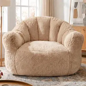 Homkdom Bean Bag Chair, Giant Bean Bag Chair for Adults, Shell-Shaped Bean Bag Couch with Armrests & Side Pockets, Comfy Beanbag Lazy Couch Reading Chair for Bedroom, Living Room, Khaki Homkdom Bean Bag Chair, Giant Bean Bag Chair for Adults, Shell-Shaped Bean Bag Couch with Armrests & Side Pockets, Comfy Beanbag Lazy Couch Reading Chair for Bedroom, Living Room, Khaki