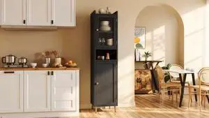 Homkdom 69.1" Tall Bathroom Storage Cabinet, Narrow Storage Cabinet with 2 Doors, Floor Cabinet for Bathroom, Kitchen, Adjustable Shelves for Small Space, Black Homkdom 69.1" Tall Bathroom Storage Cabinet, Narrow Storage Cabinet with 2 Doors, Floor Cabinet for Bathroom, Kitchen, Adjustable Shelves for Small Space, Black