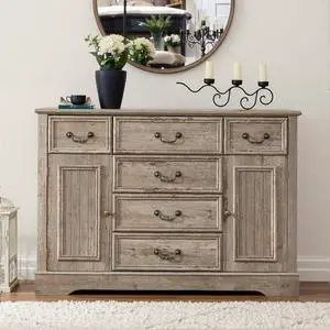 Homkdom Dresser for Bedroom with 6 Drawers & 2 Doors with Silent Gliding Drawers for Bedroom,Dining Room, Hallway,Grey Homkdom Dresser for Bedroom with 6 Drawers & 2 Doors with Silent Gliding Drawers for Bedroom,Dining Room, Hallway,Grey