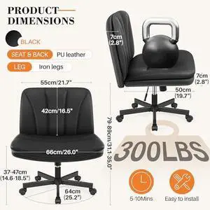 FelixKing Criss Cross Chair with Wheels, Cross Legged Office Chair, Armless Wide Vanity Desk Chair with 2 Layer Comfty Velvet & Back - Swivel for Home Office Bedroom, Dark Black FelixKing Criss Cross Chair with Wheels, Cross Legged Office Chair, Armless Wide Vanity Desk Chair with 2 Layer Comfty Velvet & Back - Swivel for Home Office Bedroom, Dark Black