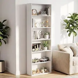 GRUSIGN 71" Tall 6-Tier Bookshelf, Large Open Display Bookcase with Ample Storage, Floor Standing Book Shelf for Living Room, Home Office, Bed Room, White GRUSIGN 71" Tall 6-Tier Bookshelf, Large Open Display Bookcase with Ample Storage, Floor Standing Book Shelf for Living Room, Home Office, Bed Room, White